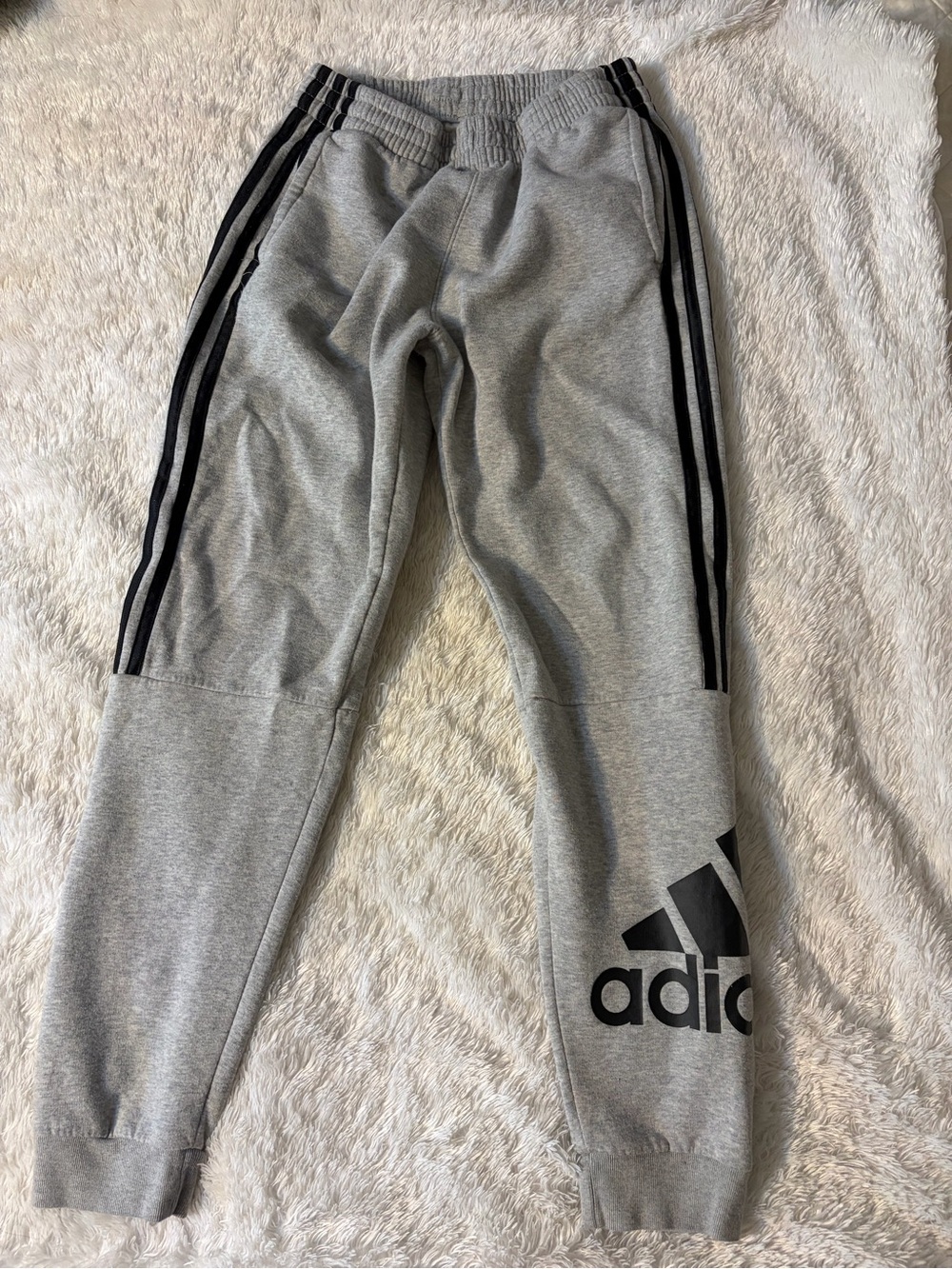 adidas Gray Sweatpant Joggers with Black Stripes and Logo